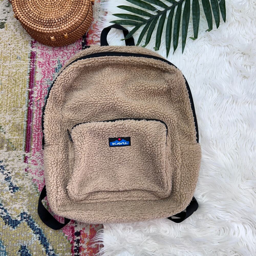 KAVU Fleece Backpack in Driftwood Brown Tan